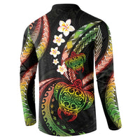 Hawaii Turtles Plumeria Button Sweatshirt Reggae Polynesian Pattern LT01 - Polynesian Pride