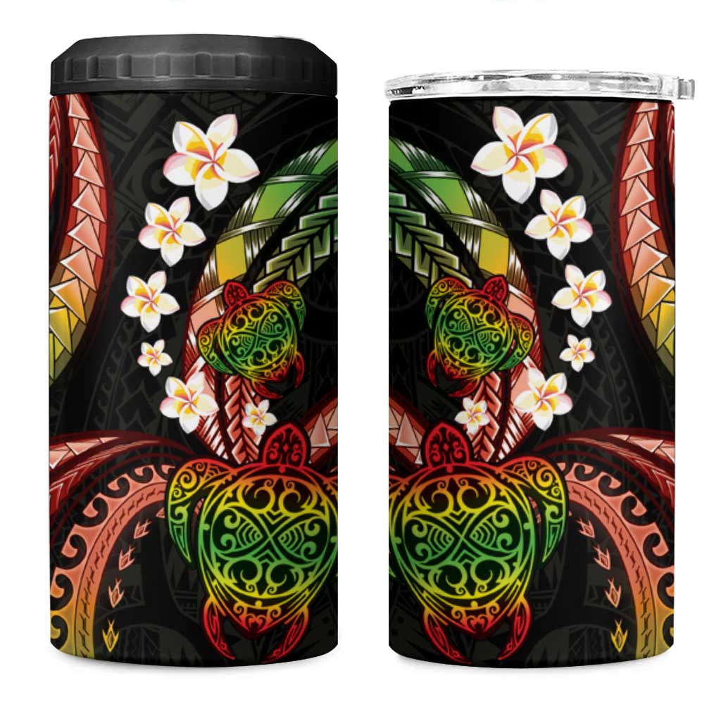 Hawaii Turtles Plumeria 4 in 1 Can Cooler Tumbler Reggae Polynesian Pattern LT01 One Size: 16 oz Reggae - Polynesian Pride