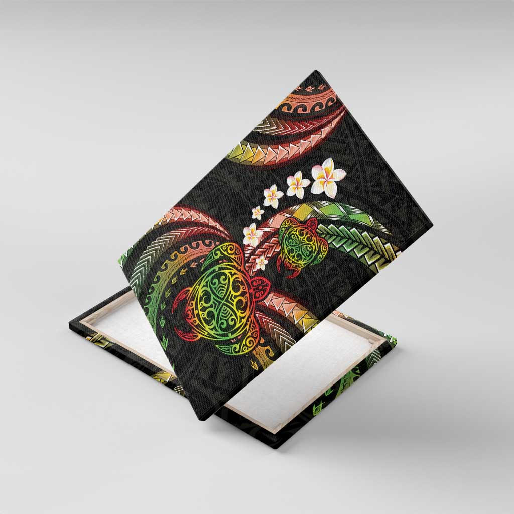 Hawaii Turtles Plumeria Canvas Wall Art Reggae Polynesian Pattern LT01 With Frame Reggae - Polynesian Pride