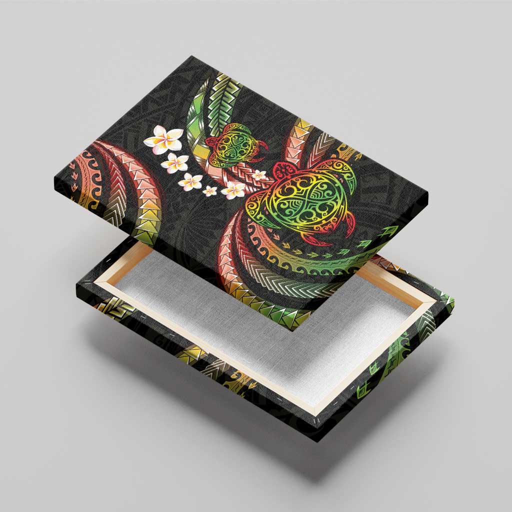 Hawaii Turtles Plumeria Canvas Wall Art Reggae Polynesian Pattern LT01 - Polynesian Pride
