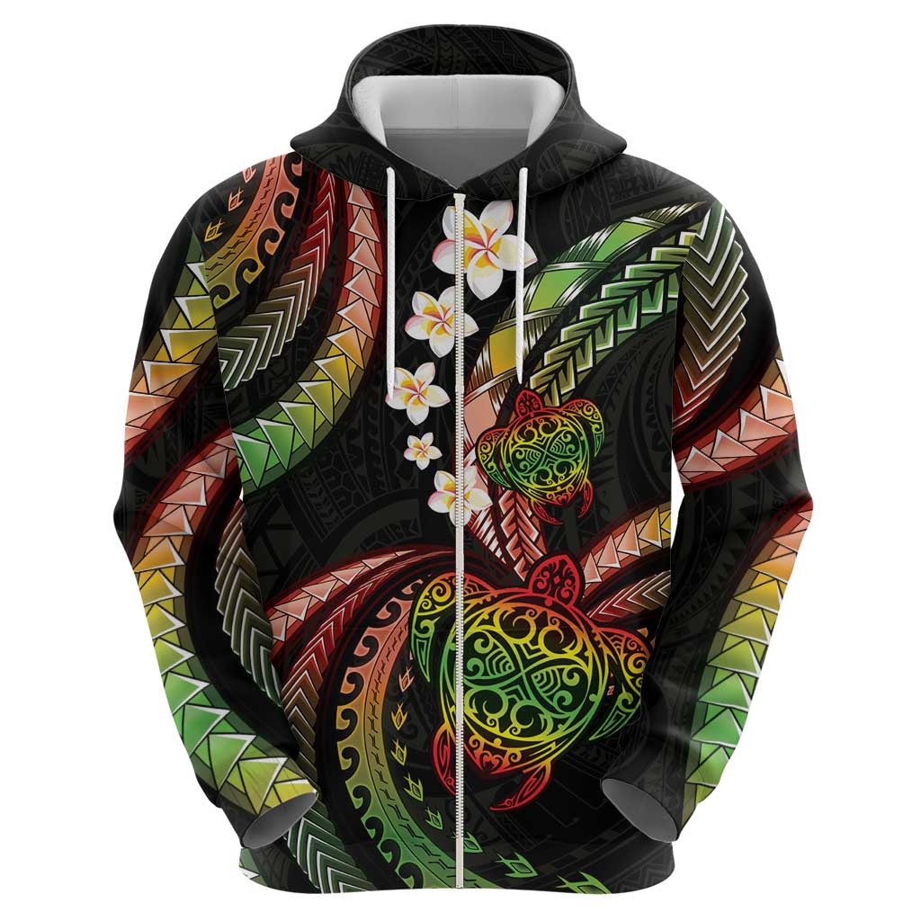Hawaii Turtles Plumeria Hoodie Reggae Polynesian Pattern LT01 - Polynesian Pride