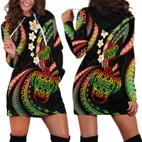 Hawaii Turtles Plumeria Hoodie Dress Reggae Polynesian Pattern LT01 - Polynesian Pride