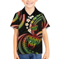 Hawaii Turtles Plumeria Kid Hawaiian Shirt Reggae Polynesian Pattern LT01 Kid Reggae - Polynesian Pride