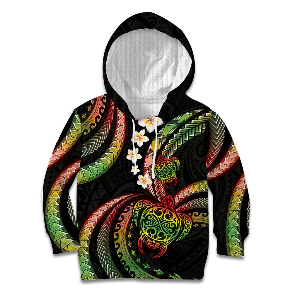 Hawaii Turtles Plumeria Kid Hoodie Reggae Polynesian Pattern LT01 Hoodie Reggae - Polynesian Pride