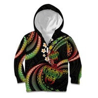 Hawaii Turtles Plumeria Kid Hoodie Reggae Polynesian Pattern LT01 Zip Hoodie Reggae - Polynesian Pride