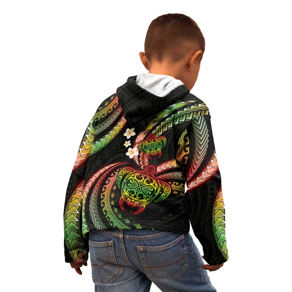Hawaii Turtles Plumeria Kid Hoodie Reggae Polynesian Pattern LT01 - Polynesian Pride