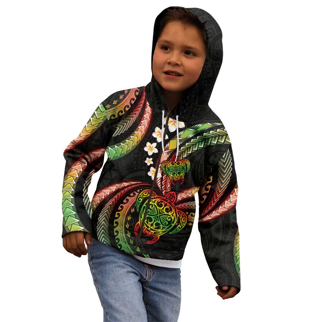 Hawaii Turtles Plumeria Kid Hoodie Reggae Polynesian Pattern LT01 - Polynesian Pride