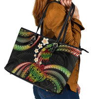 Hawaii Turtles Plumeria Leather Tote Bag Reggae Polynesian Pattern LT01 - Polynesian Pride