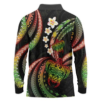 Hawaii Turtles Plumeria Long Sleeve Polo Shirt Reggae Polynesian Pattern LT01 - Polynesian Pride