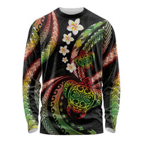 Hawaii Turtles Plumeria Long Sleeve Shirt Reggae Polynesian Pattern LT01 Unisex Reggae - Polynesian Pride