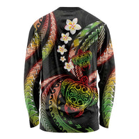 Hawaii Turtles Plumeria Long Sleeve Shirt Reggae Polynesian Pattern LT01 - Polynesian Pride