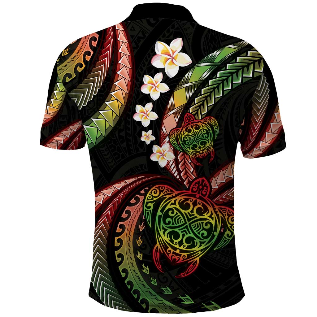 Hawaii Turtles Plumeria Polo Shirt Reggae Polynesian Pattern LT01 - Polynesian Pride