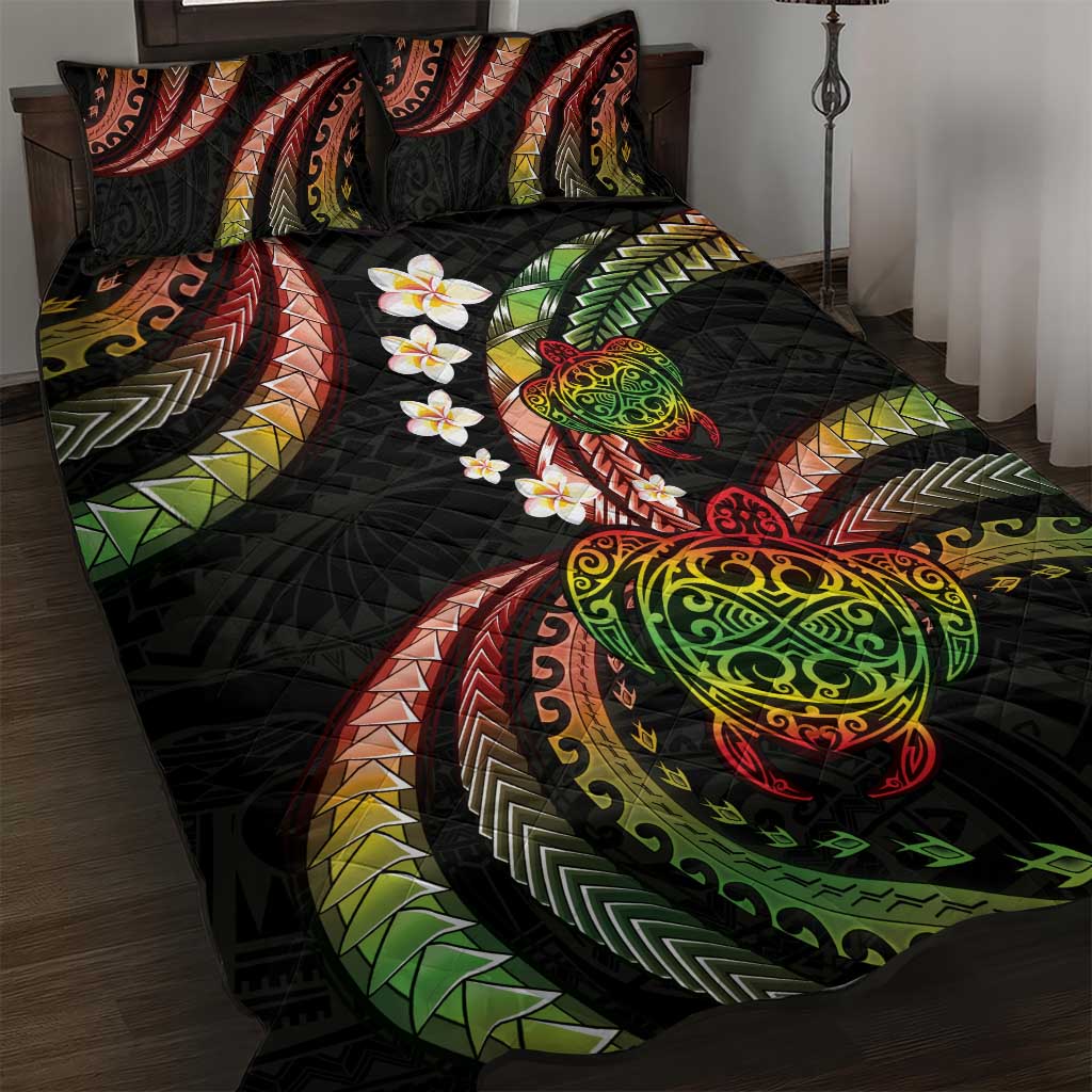 Hawaii Turtles Plumeria Quilt Bed Set Reggae Polynesian Pattern LT01 Reggae - Polynesian Pride