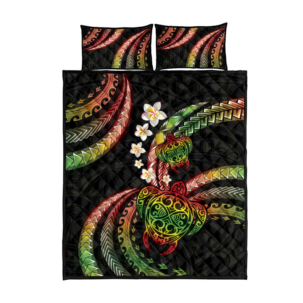 Hawaii Turtles Plumeria Quilt Bed Set Reggae Polynesian Pattern LT01 - Polynesian Pride