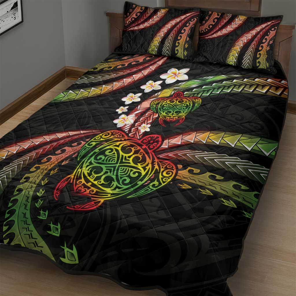 Hawaii Turtles Plumeria Quilt Bed Set Reggae Polynesian Pattern LT01 - Polynesian Pride