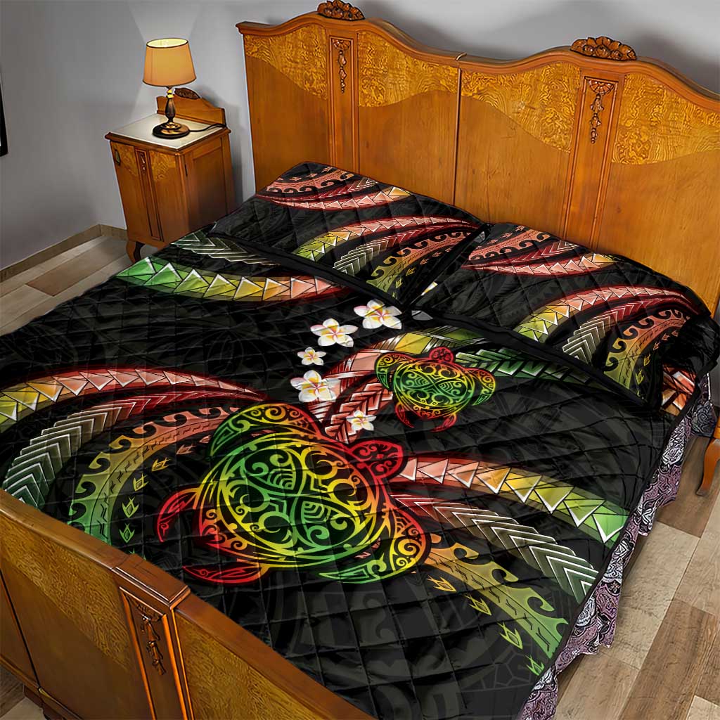 Hawaii Turtles Plumeria Quilt Bed Set Reggae Polynesian Pattern LT01 - Polynesian Pride