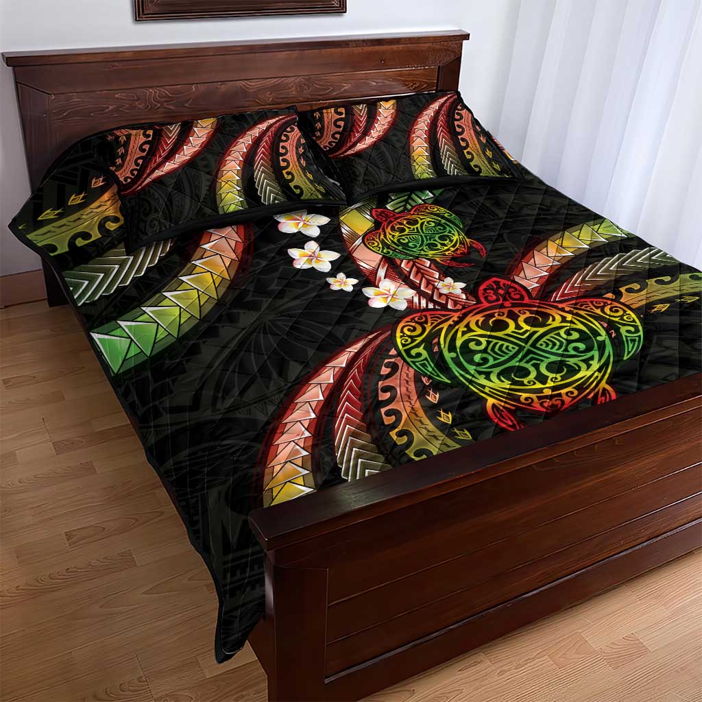 Hawaii Turtles Plumeria Quilt Bed Set Reggae Polynesian Pattern LT01 - Polynesian Pride