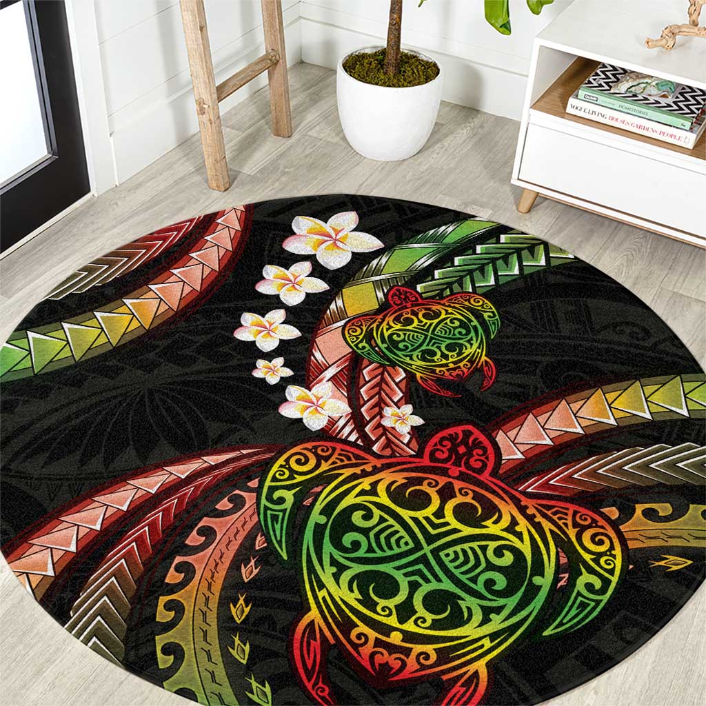 Hawaii Turtles Plumeria Round Carpet Reggae Polynesian Pattern LT01 Reggae - Polynesian Pride