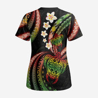 Hawaii Turtles Plumeria Scrub Top Reggae Polynesian Pattern LT01 - Polynesian Pride