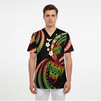 Hawaii Turtles Plumeria Scrub Top Reggae Polynesian Pattern LT01 - Polynesian Pride