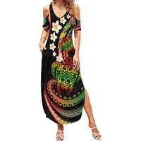 Hawaii Turtles Plumeria Summer Maxi Dress Reggae Polynesian Pattern LT01 Women Reggae - Polynesian Pride