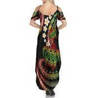 Hawaii Turtles Plumeria Summer Maxi Dress Reggae Polynesian Pattern LT01 - Polynesian Pride