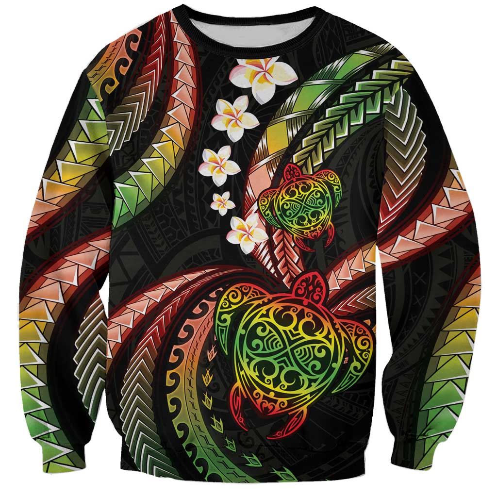 Hawaii Turtles Plumeria Sweatshirt Reggae Polynesian Pattern LT01 Unisex Reggae - Polynesian Pride