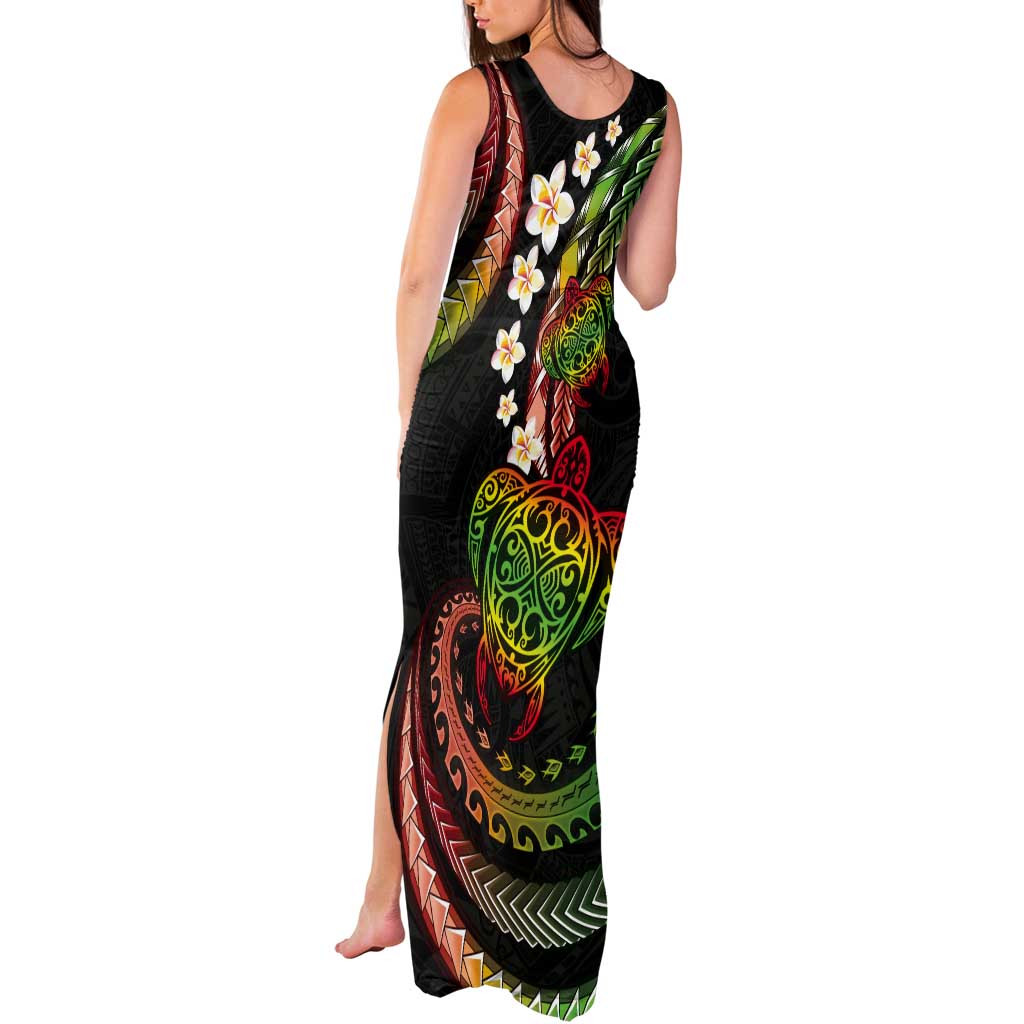 Hawaii Turtles Plumeria Tank Maxi Dress Reggae Polynesian Pattern LT01 - Polynesian Pride