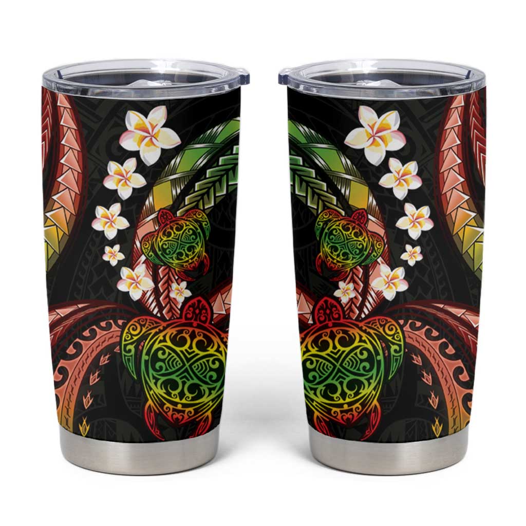 Hawaii Turtles Plumeria Tumbler Cup Reggae Polynesian Pattern LT01 Reggae - Polynesian Pride