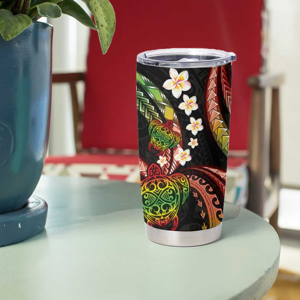 Hawaii Turtles Plumeria Tumbler Cup Reggae Polynesian Pattern LT01 - Polynesian Pride