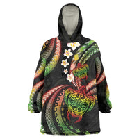 Hawaii Turtles Plumeria Wearable Blanket Hoodie Reggae Polynesian Pattern LT01 One Size Reggae - Polynesian Pride
