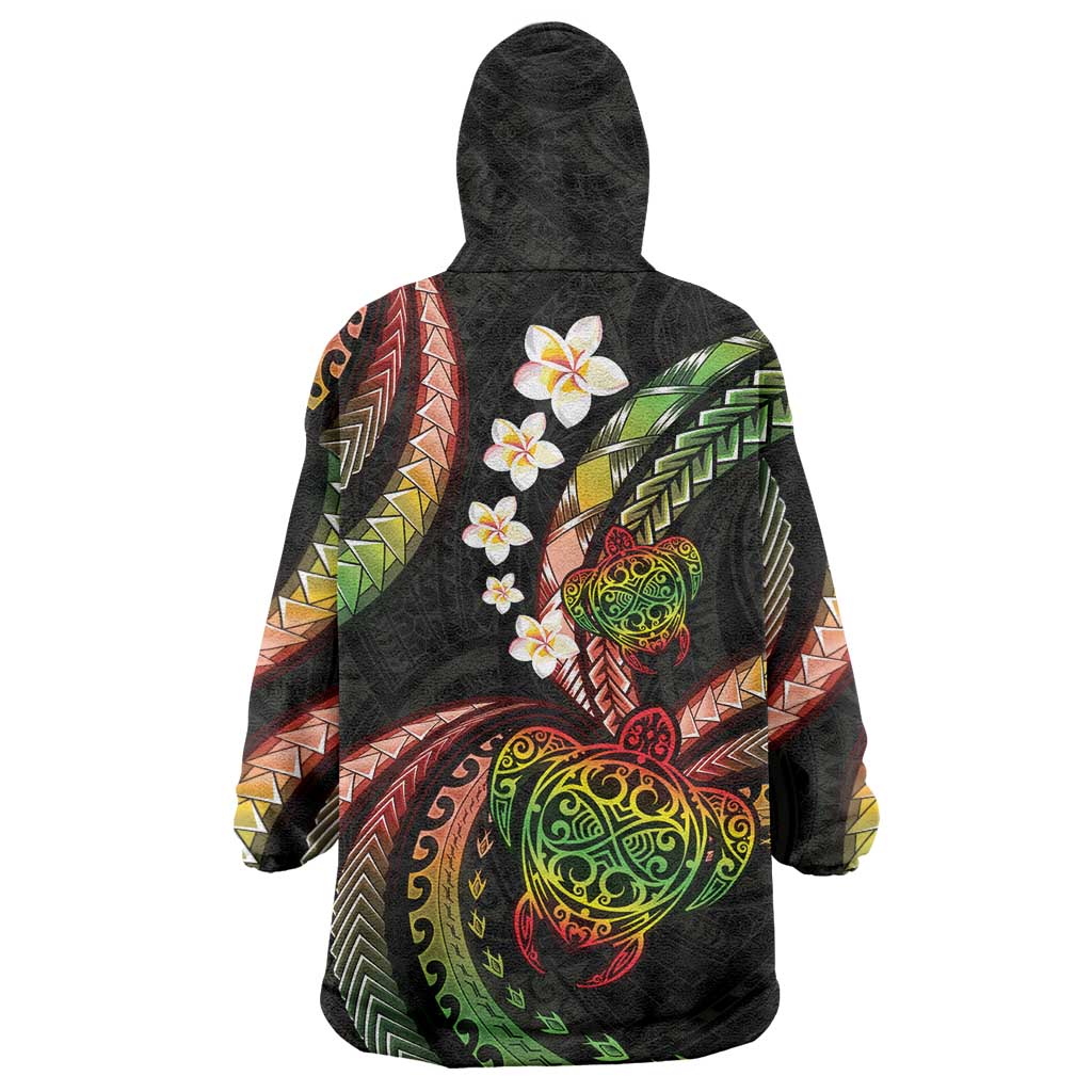 Hawaii Turtles Plumeria Wearable Blanket Hoodie Reggae Polynesian Pattern LT01 - Polynesian Pride