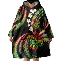 Hawaii Turtles Plumeria Wearable Blanket Hoodie Reggae Polynesian Pattern LT01 - Polynesian Pride