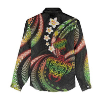 Hawaii Turtles Plumeria Women Casual Shirt Reggae Polynesian Pattern LT01 - Polynesian Pride