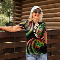 Hawaii Turtles Plumeria Women Polo Shirt Reggae Polynesian Pattern LT01 - Polynesian Pride