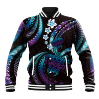 Hawaii Turtles Plumeria Baseball Jacket Amethyst Gradient Polynesian Pattern LT01 Unisex Purple - Polynesian Pride