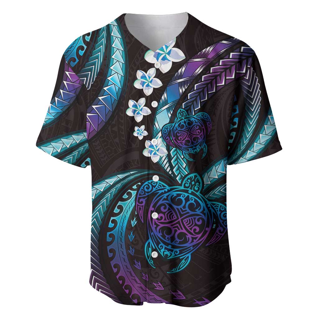Hawaii Turtles Plumeria Baseball Jersey Amethyst Gradient Polynesian Pattern LT01 Purple - Polynesian Pride