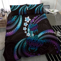 Hawaii Turtles Plumeria Bedding Set Amethyst Gradient Polynesian Pattern LT01 - Polynesian Pride