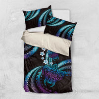 Hawaii Turtles Plumeria Bedding Set Amethyst Gradient Polynesian Pattern LT01 US Twin 172cm x 218cm Purple - Polynesian Pride