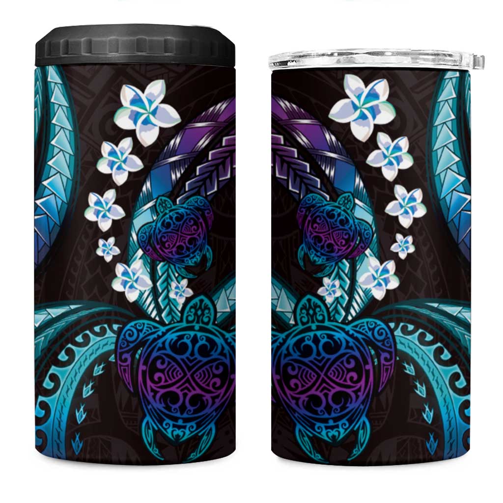 Hawaii Turtles Plumeria 4 in 1 Can Cooler Tumbler Amethyst Gradient Polynesian Pattern LT01 One Size: 16 oz Purple - Polynesian Pride