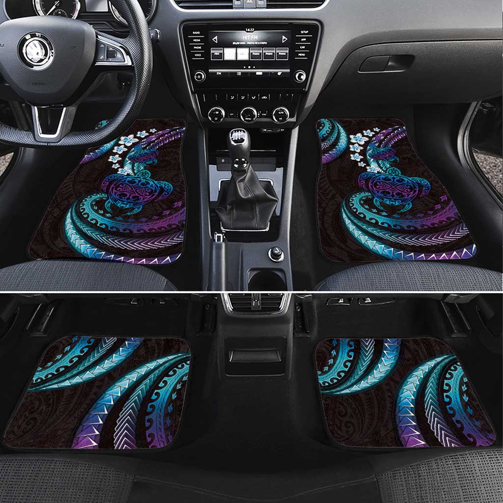 Hawaii Turtles Plumeria Car Mats Amethyst Gradient Polynesian Pattern LT01 Set 4pcs Purple - Polynesian Pride