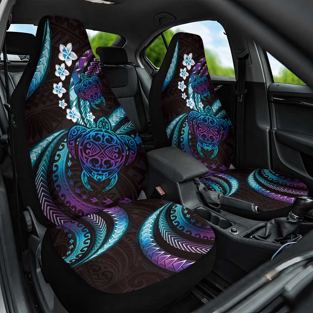 Hawaii Turtles Plumeria Car Seat Cover Amethyst Gradient Polynesian Pattern LT01 One Size Purple - Polynesian Pride