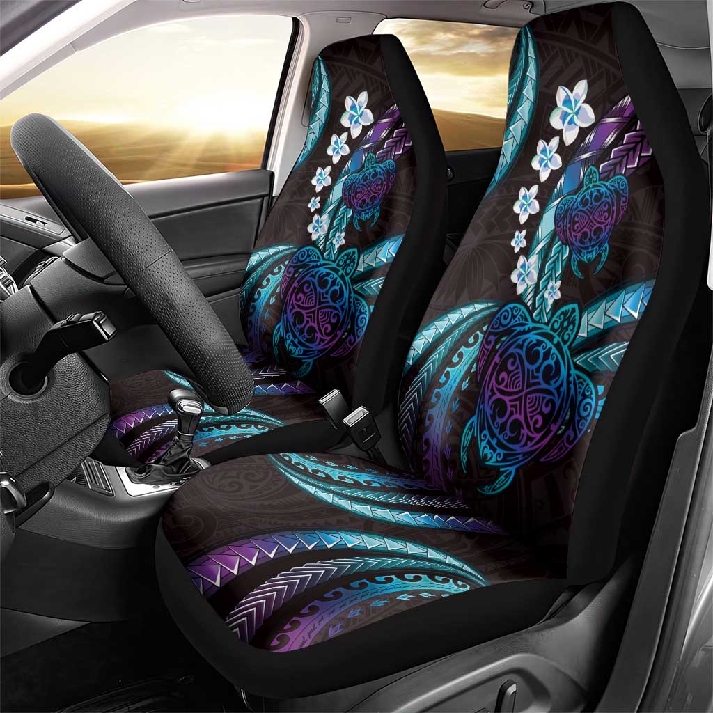Hawaii Turtles Plumeria Car Seat Cover Amethyst Gradient Polynesian Pattern LT01 - Polynesian Pride