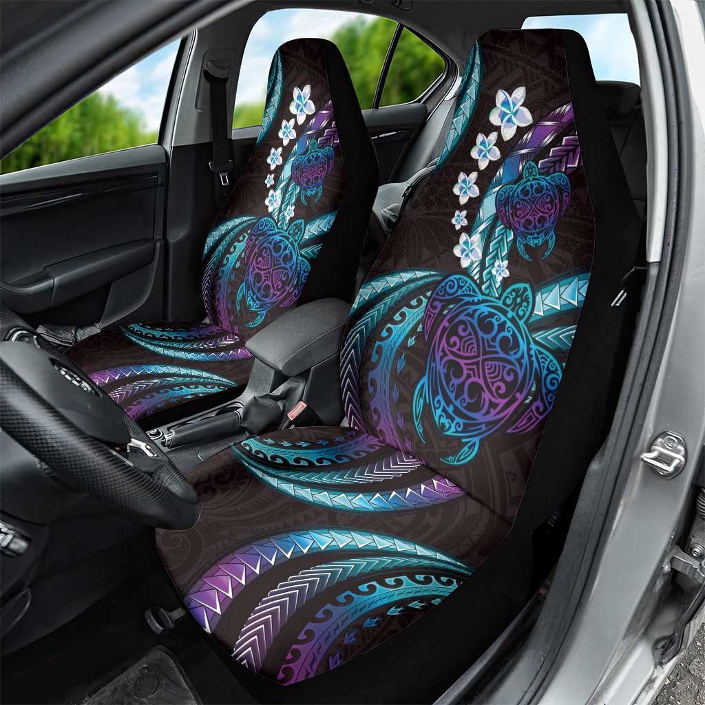 Hawaii Turtles Plumeria Car Seat Cover Amethyst Gradient Polynesian Pattern LT01 - Polynesian Pride