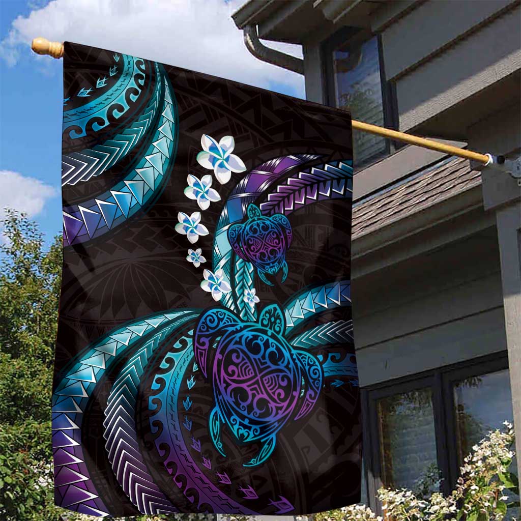 Hawaii Turtles Plumeria Garden Flag Amethyst Gradient Polynesian Pattern LT01 - Polynesian Pride