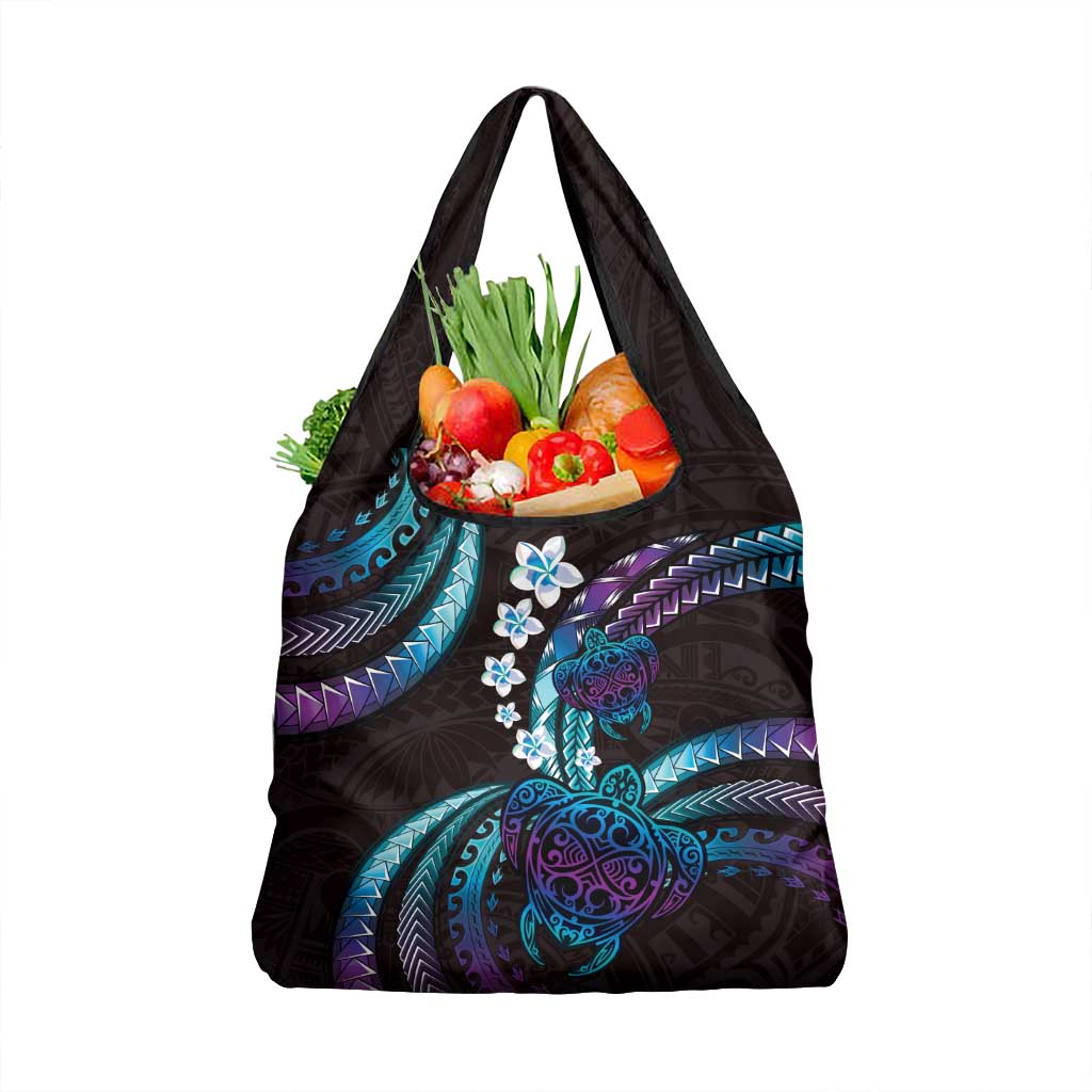 Hawaii Turtles Plumeria Grocery Bag Amethyst Gradient Polynesian Pattern LT01 1-pack One Size Purple - Polynesian Pride