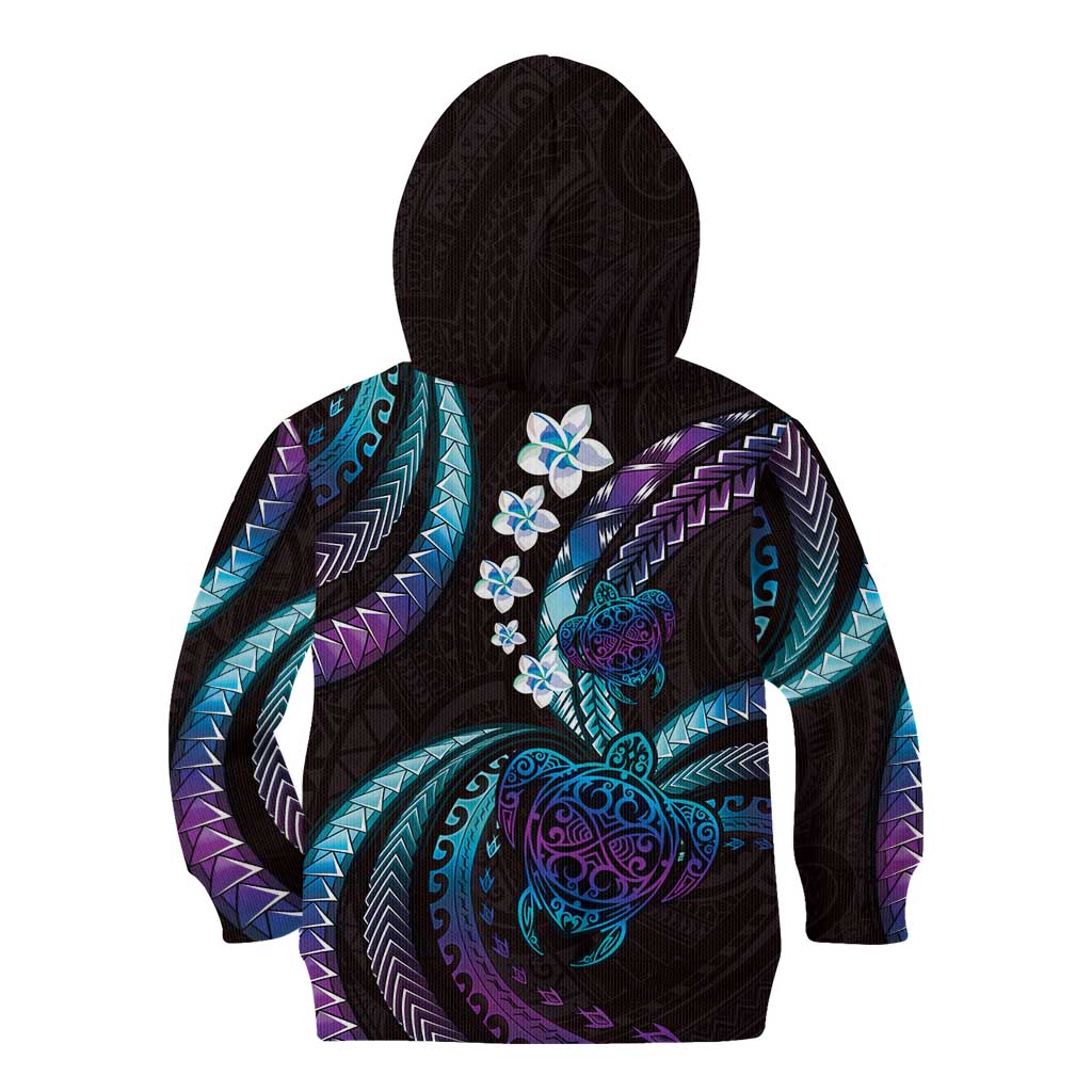 Hawaii Turtles Plumeria Kid Hoodie Amethyst Gradient Polynesian Pattern LT01 - Polynesian Pride