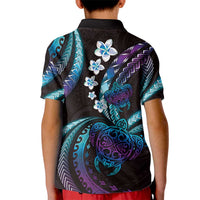 Hawaii Turtles Plumeria Kid Polo Shirt Amethyst Gradient Polynesian Pattern LT01 - Polynesian Pride