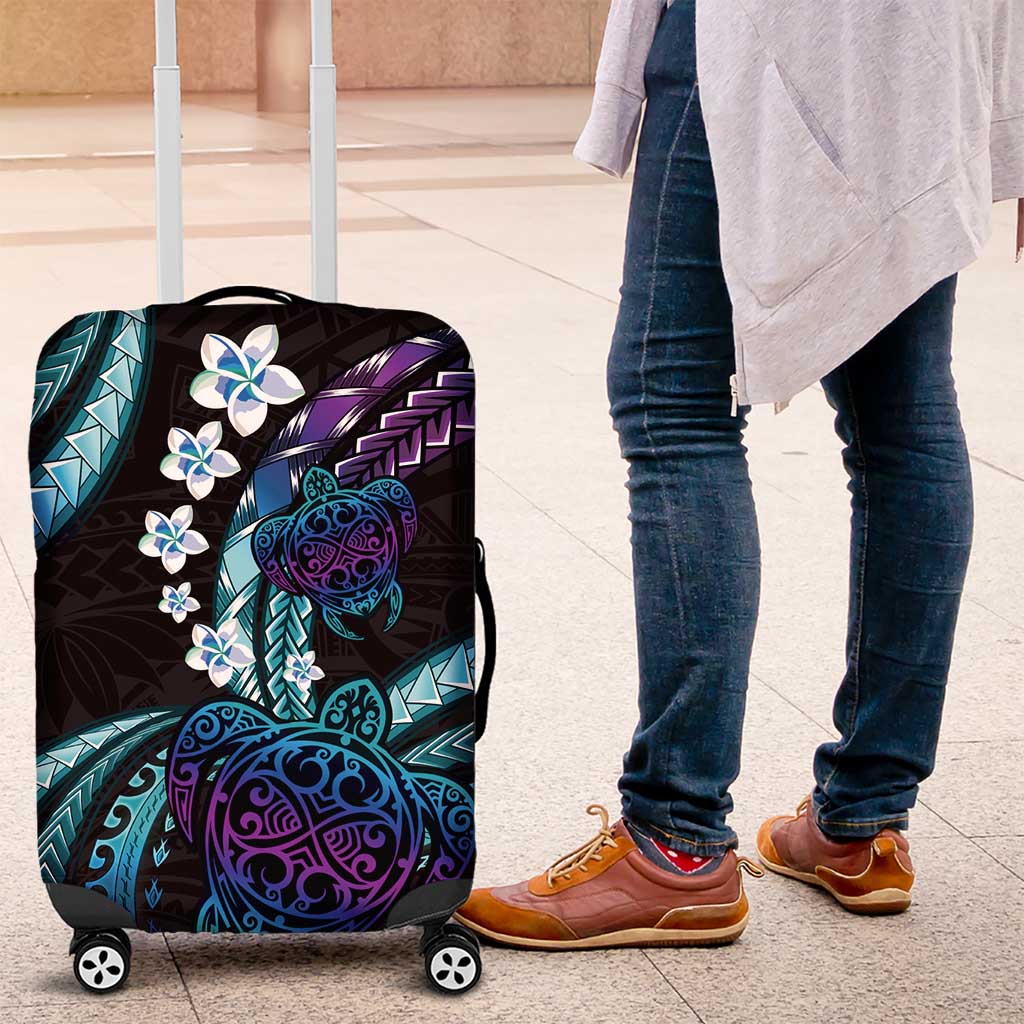 Hawaii Turtles Plumeria Luggage Cover Amethyst Gradient Polynesian Pattern LT01 Purple - Polynesian Pride