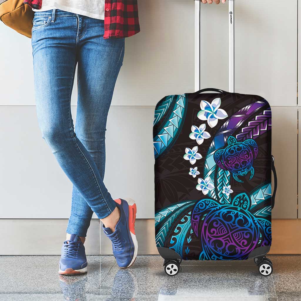 Hawaii Turtles Plumeria Luggage Cover Amethyst Gradient Polynesian Pattern LT01 - Polynesian Pride